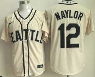 Men%27s Seattle Mariners #12 Josh Naylor Cream Cool Base Jersey->san diego padres->MLB Jersey