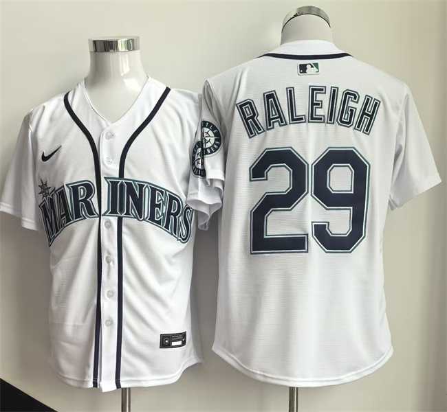 Men%27s Seattle Mariners #29 Cal Raleigh White Cool Base Stitched Jersey->seattle mariners->MLB Jersey
