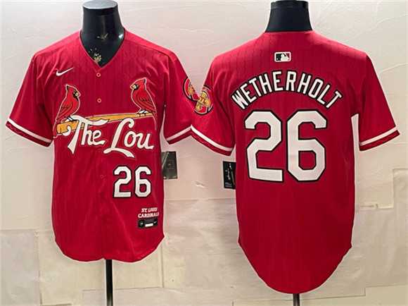 Mens St. Louis Cardinals #26 JJ Wetherholt Red 2024 City Connect Stitched Jersey->st.louis cardinals->MLB Jersey