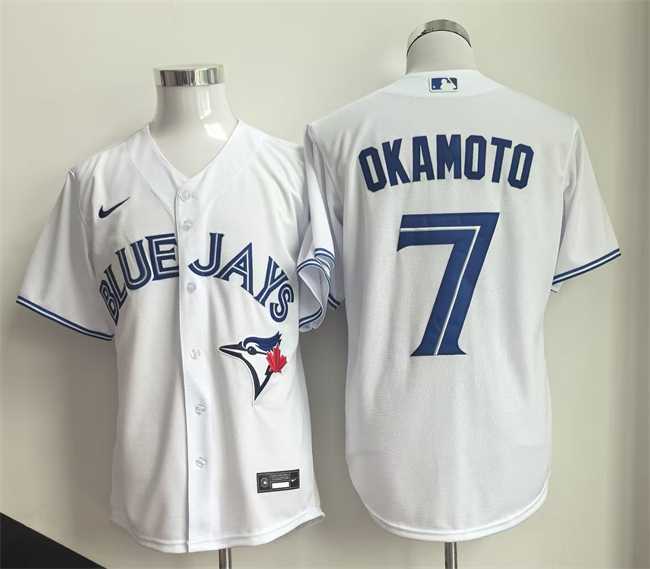 Mens Toronto Blue Jays #7 Kazuma Okamoto White Home Limited Stitched Jersey->toronto blue jays->MLB Jersey