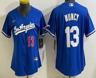 Women%27s Los Angeles Dodgers #13 Max Muncy Blue Alternate Stadium Jersey->mlb womens jerseys->MLB Jersey