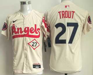Youth Los Angeles Angels #27 Mike Trout Cream City Connect Limited Stitched Jersey->mlb youth jerseys->MLB Jersey