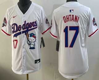 Youth Los Angeles Dodgers #17 Shohei Ohtani White Hello Kitty 2025 World Series Champions Limited Jersey->mlb youth jerseys->MLB Jersey
