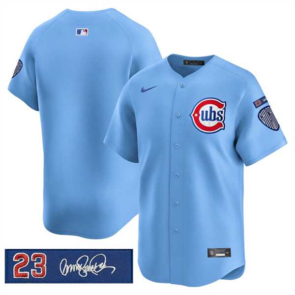 Men%27s Chicago Cubs Blank Blue %27Ryne Sandberg Tribute%27 Vapor Limited V3 Stitched Jersey Dzhi->chicago cubs->MLB Jersey
