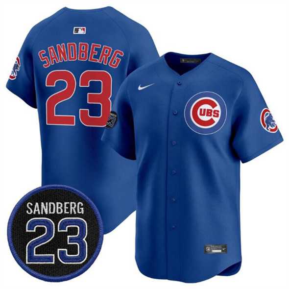 Men%27s Chicago Cubs #23 Ryne Sandberg Royal %27Ryne Sandberg Tribute%27 Vapor Limited V2 Stitched Jersey Dzhi->chicago cubs->MLB Jersey
