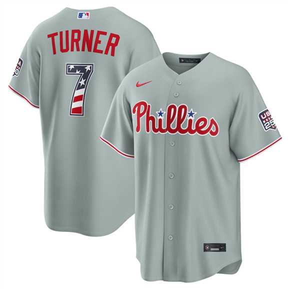 Men%27s Philadelphia Phillies #7 Trea Turner Gray USA 250 Fourth of July Home Stitched Jersey Dzhi->philadelphia phillies->MLB Jersey