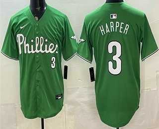 Mens Philadelphia Phillies #3 Bryce Harper Green Limited Stitched Jersey->philadelphia phillies->MLB Jersey