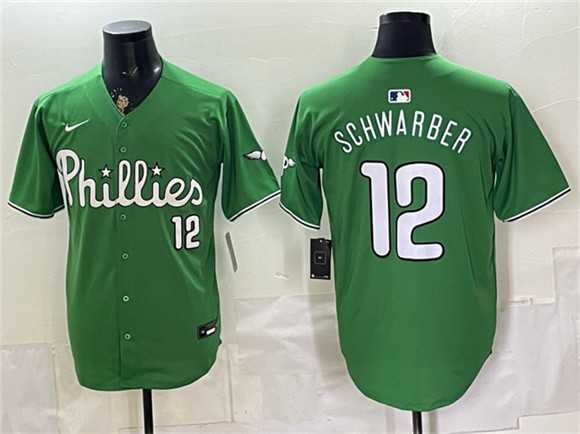 Mens Philadelphia Phillies #12 Kyle Schwarber Green Limited Stitched Jersey->philadelphia phillies->MLB Jersey