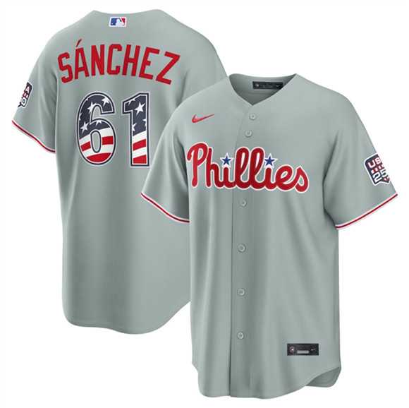 Mens Philadelphia Phillies #61 Jhoan Duran Gray USA 250 Fourth of July Home Stitched Jersey Dzhi->philadelphia phillies->MLB Jersey