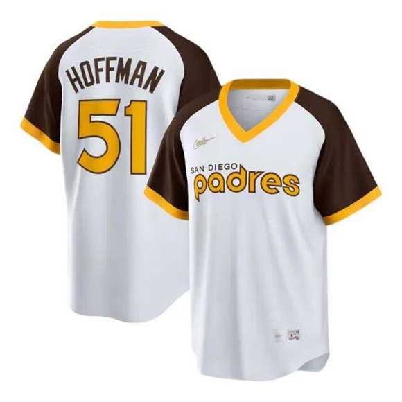 Men%27s San Diego Padres #51 Trevor Hoffman White Cooperstown Stitched Jersey Dzhi->san francisco giants->MLB Jersey