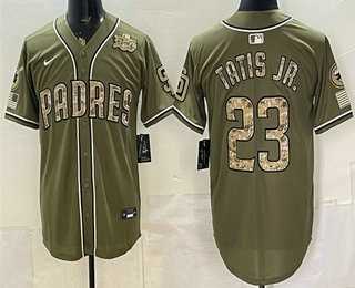 Men%27s San Diego Padres #23 Fernando Tatis Jr Olive 2026 Armed Forces Day Jersey Dzhi->san diego padres->MLB Jersey