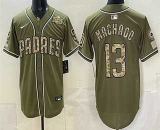 Men%27s San Diego Padres #13 Manny Machado Olive 2026 Armed Forces Day Jersey Dzhi->san diego padres->MLB Jersey