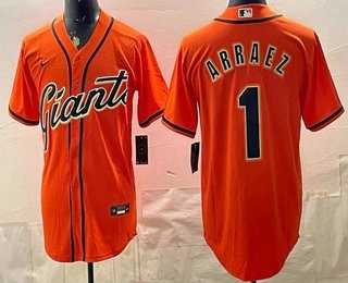 Mens San Francisco Giants #1 Luis Arraez Orange Cool Base Stitched Jersey->san francisco giants->MLB Jersey