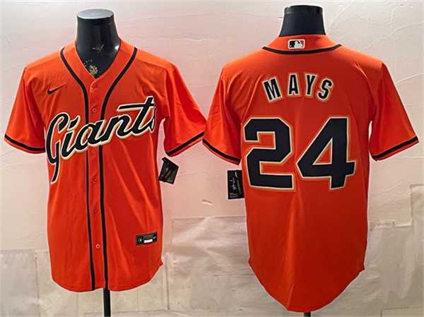 Mens San Francisco Giants #24 Willie Mays Orange Cool Base Stitched Jersey->san francisco giants->MLB Jersey