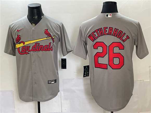 Mens St. Louis Cardinals #26 JJ Wetherholt Gray Cool Base Stitched Jersey->st.louis cardinals->MLB Jersey