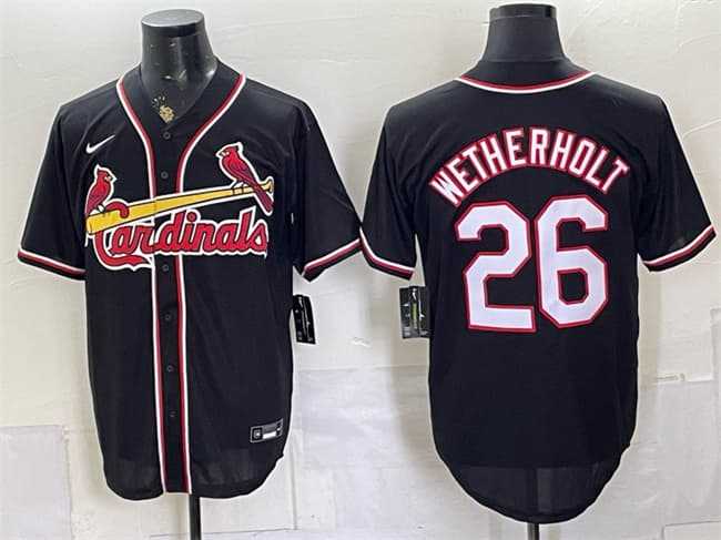 Mens St. Louis Cardinals #26 JJ Wetherholt 2026 Fashion Replica Black Out Stitched Jersey->st.louis cardinals->MLB Jersey