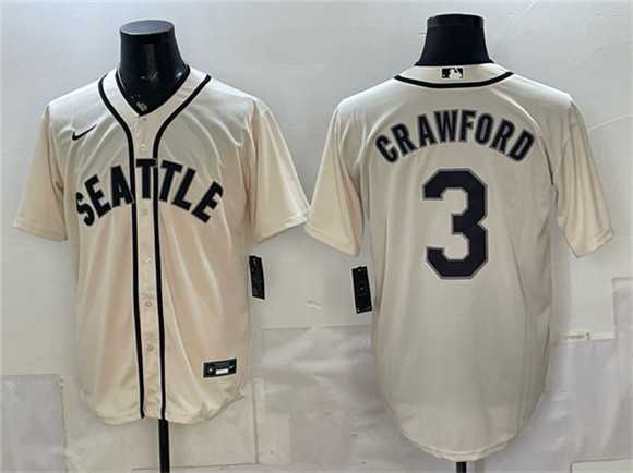 Men%27s Seattle Mariners #3 J.P. Crawford Cream With Name Alternate Stitched Jersey->san francisco giants->MLB Jersey