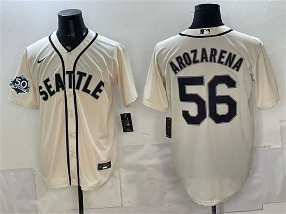 Men%27s Seattle Mariners #56 Randy Arozarena Cream 50th Anniversary Alternate Stitched Jersey->st.louis cardinals->MLB Jersey