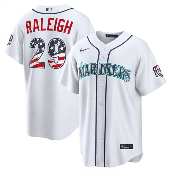 Men%27s Seattle Mariners #29 Big Dumper White USA 250 Fourth of July Home Stitched Jersey Dzhi->seattle mariners->MLB Jersey