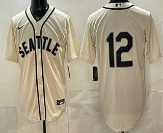 Men%27s Seattle Mariners #12 Josh Naylor Cream Alternate Stitched Jersey->seattle mariners->MLB Jersey
