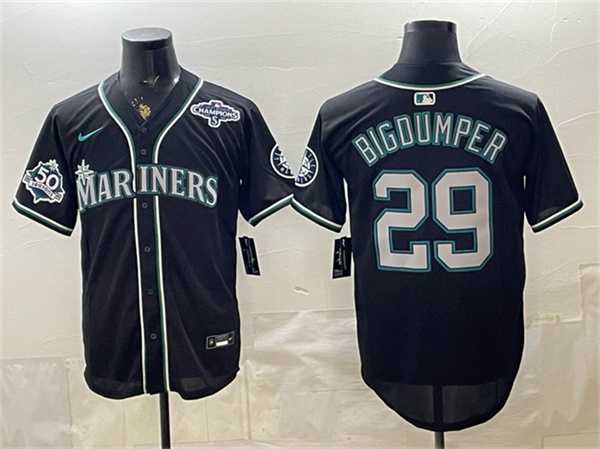 Men%27s Seattle Mariners #29 Big Dumper 50th Anniversary Black Out Style Vapor Premier Limited Stitched Jersey Dzhi->seattle mariners->MLB Jersey