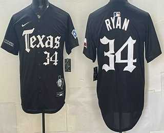 Men%27s Texas Rangers #34 Nolan Ryan Black Gothic Mexico 2025 Vapor Premier Limited Jersey Dzhi->texas rangers->MLB Jersey