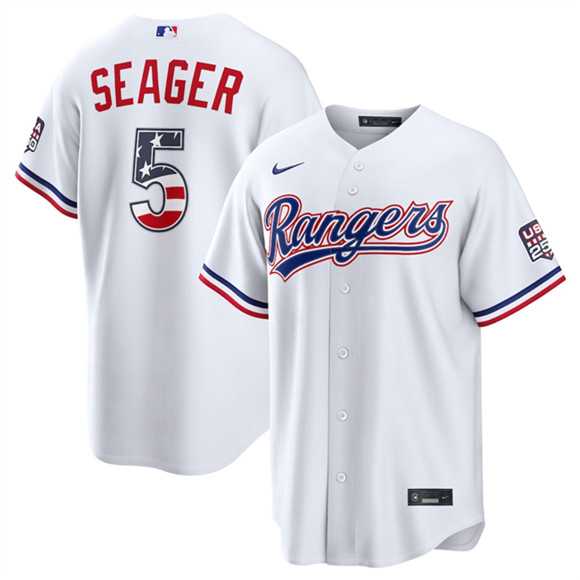Men%27s Texas Rangers #5 Corey Seager White 2026 USA 250 Fourth of July Home Stitched Jersey Dzhi->texas rangers->MLB Jersey