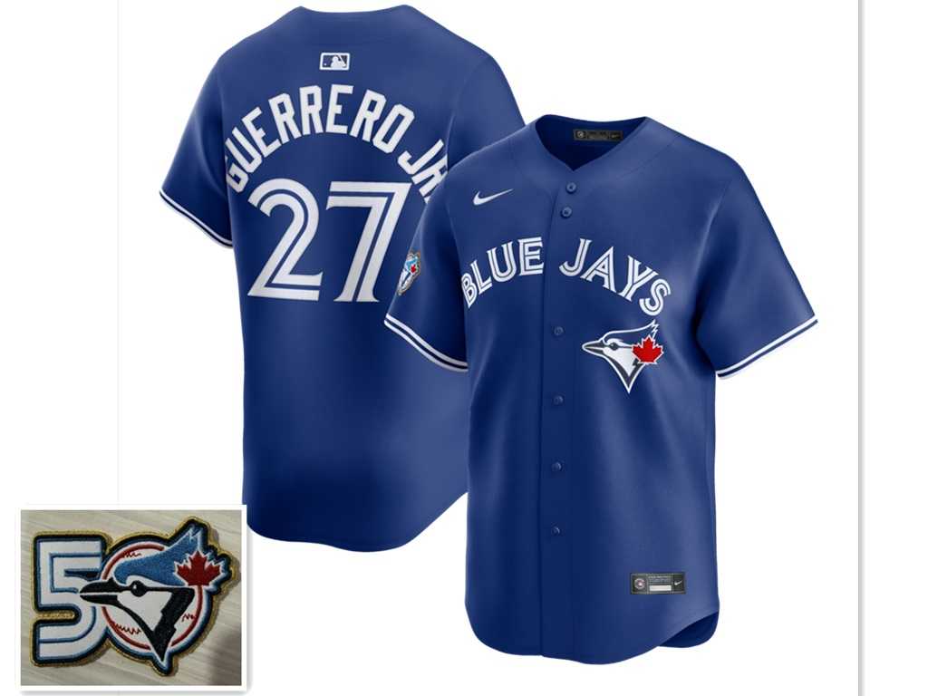 Men%27s Toronto Blue Jays #27 Vladimir Guerrero Jr. Royal 50th Anniversary Alternate Limited Jersey->toronto blue jays->MLB Jersey