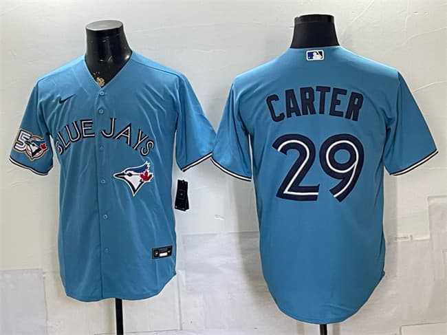 Men%27s Toronto Blue Jays #29 Joe Carter Blue 50 Seasons Patch Stitched Jersey->toronto blue jays->MLB Jersey