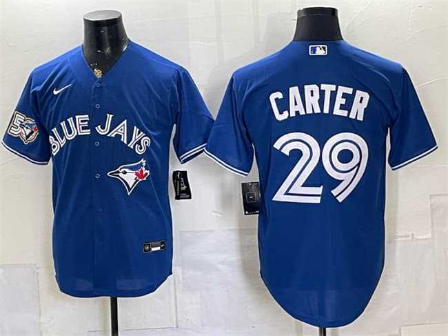 Men%27s Toronto Blue Jays #29 Joe Carter Royal 50 Seasons Patch Stitched Jersey->toronto blue jays->MLB Jersey