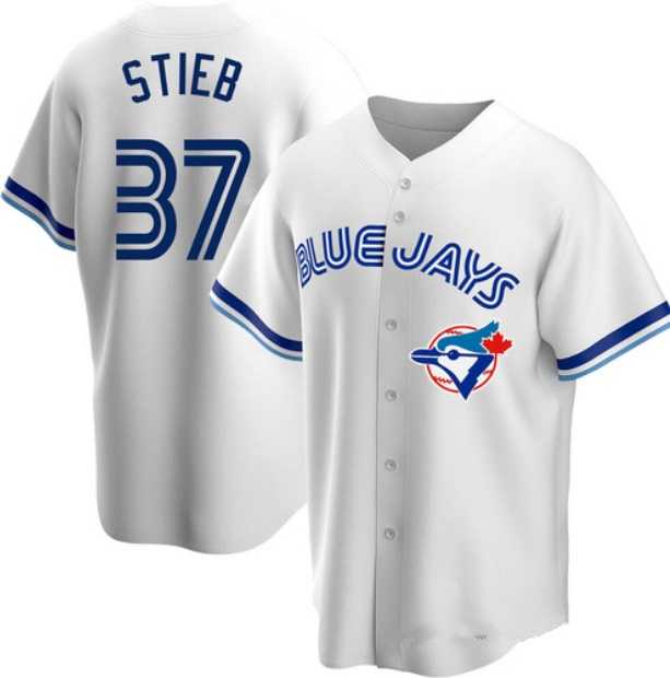 Men%27s Toronto Blue Jays #37 Dave Stieb White Cooperstown Collection Jersey Dzhi->toronto blue jays->MLB Jersey