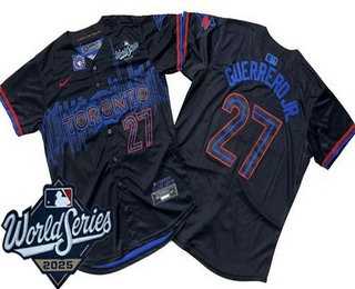 Men%27s Toronto Blue Jays #27 Vladimir Guerrero Jr Black City 2025 World Series Limited Jersey->texas rangers->MLB Jersey