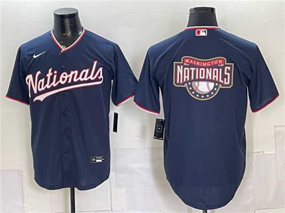 Men%27s Washington Nationals Team Big Logo Navy Stitched Jersey Dzhi->mlb womens jerseys->MLB Jersey