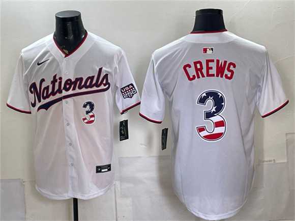 Men%27s Washington Nationals #3 Dylan Crews White USA 250 Fourth of July Home Stitched Jersey Dzhi->washington nationals->MLB Jersey
