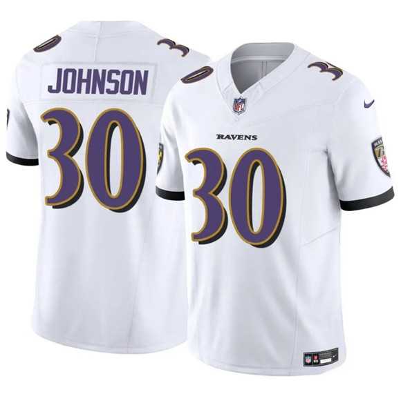 Men & Women & Youth Baltimore Ravens #30 D%27Ernest Johnson White 2025 F.U.S.E. Vapor Limited Jersey->baltimore ravens->NFL Jersey