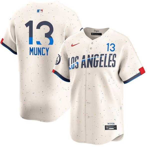 Men%27s Los Angeles Dodgers #13 Max Muncy Cream 2024 City Connect Limited Stitched Jersey Dzhi->miami marlins->MLB Jersey