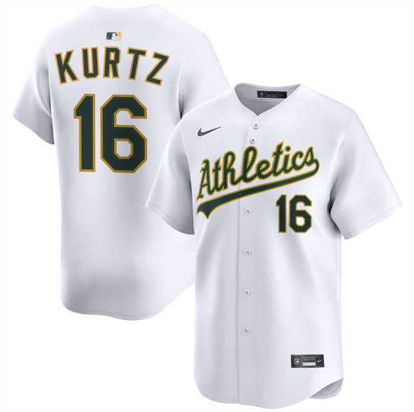 Men%27s Oakland Athletics #16 Nick Kurtz White 2024 Home Limited Stitched Jersey Dzhi->oakland athletics->MLB Jersey