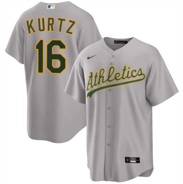 Men%27s Oakland Athletics #16 Nick Kurtz Gray 2024 Away Limited Stitched Jersey Dzhi->miami marlins->MLB Jersey