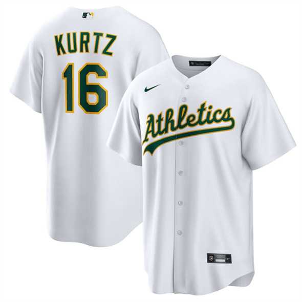 Men%27s Oakland Athletics #16 Nick Kurtz White Cool Base Stitched Jersey Dzhi->oakland athletics->MLB Jersey