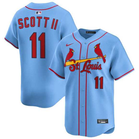 Men%27s St. Louis Cardinals #11 Victor Scott II Light Blue Alternate Limited Stitched Jersey Dzhi->oakland athletics->MLB Jersey