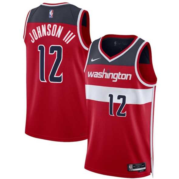 Mens Washington Wizards #12 Tre Johnson III Red 2025 Draft Icon Edition Stitched Jersey Dzhi->washington wizards->NBA Jersey