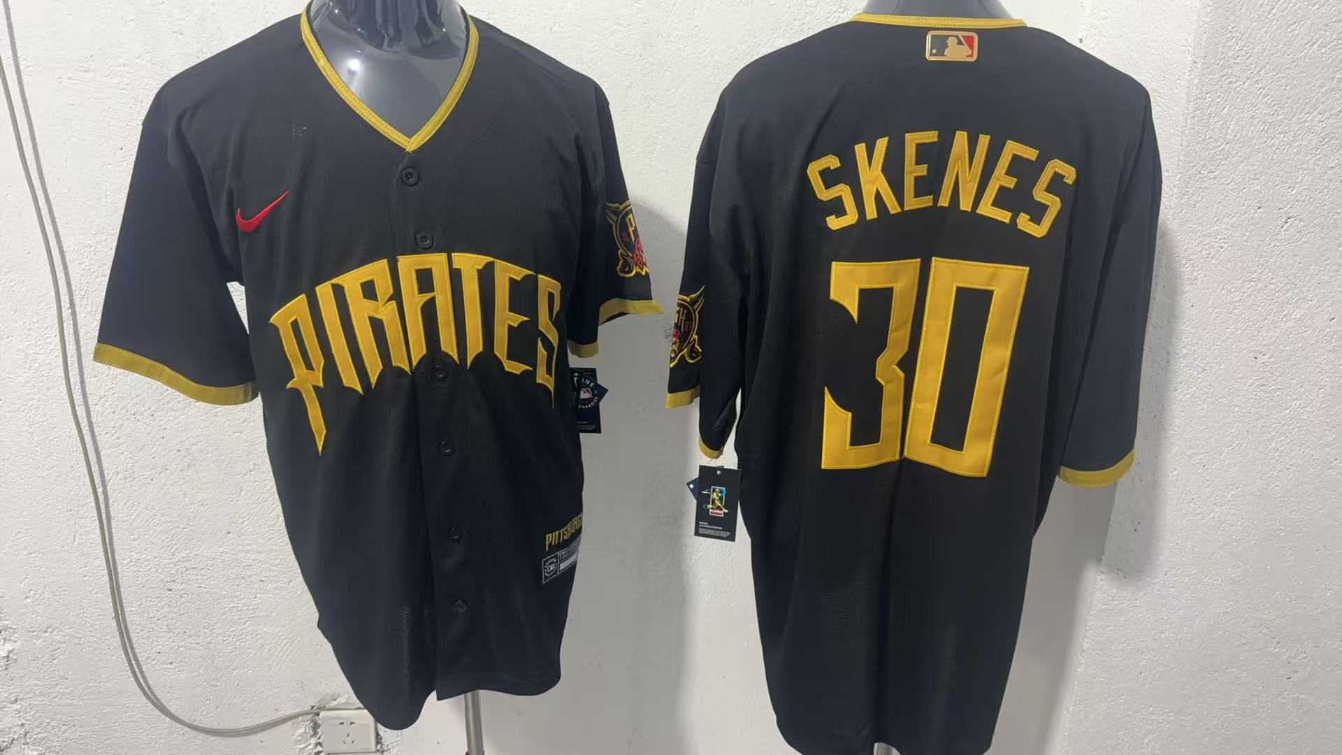 Men%27s Pittsburgh Pirates #30 Paul Skenes Black 2026 City Connect Stadium Jersey->pittsburgh pirates->MLB Jersey