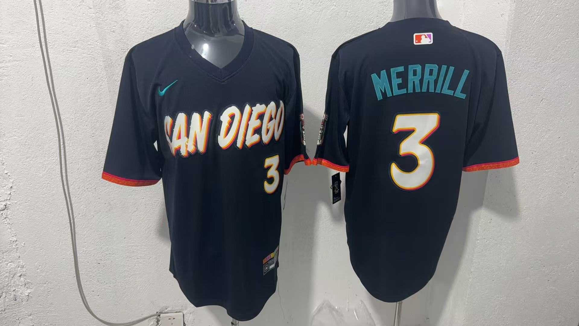 Men%27s San Diego Padres #3 Jackson Merrill Black 2026 City Connect Stadium Jersey->san diego padres->MLB Jersey
