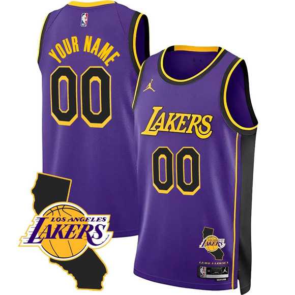 Mens Los Angeles Lakers Active Player Custom Purple 2025 California Patch Stitched Basketball Jersey->customized nba jersey->Custom Jersey