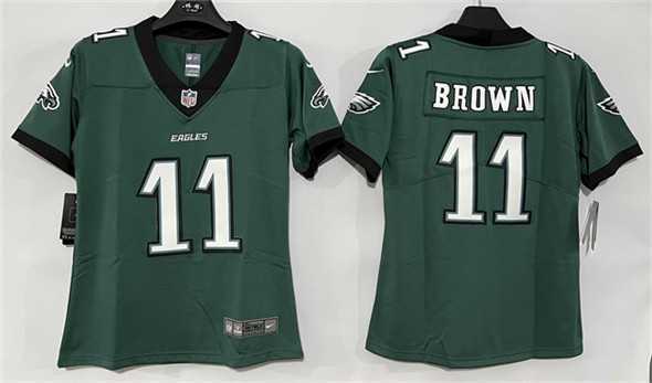 Women%27s Philadelphia Eagles #11 A. J. Brown Green New Vapor Untouchable Limited Stitched Jersey->philadelphia eagles->NFL Jersey
