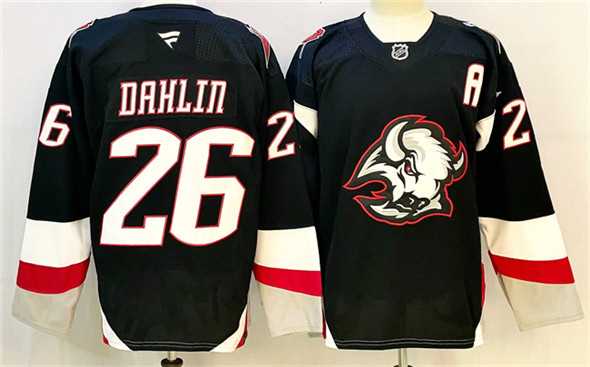 Mens Buffalo Sabres #26 Rasmus Dahlin Black 2024-25 Alternate With A Patch Stitched Jersey->buffalo sabres->NHL Jersey