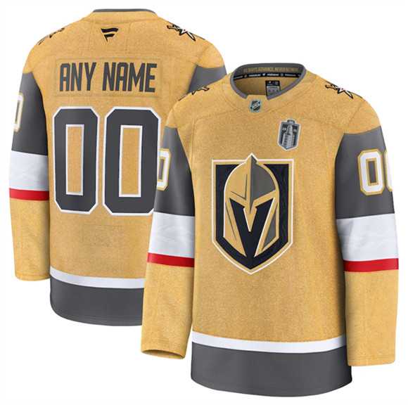 Men%27s Vegas Golden Knights Active Player Custom Gold 2026 Stanley Cup Final Patch Home Stitched Hockey Jersey->->Custom Jersey