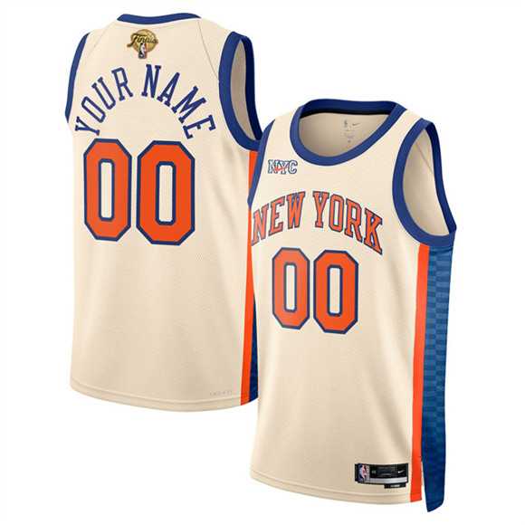 Men%27s New Yok Knicks Active Player Custom Cream 2026 Finals Patch City Edition Stitched Basketball Jersey->customized nba jersey->Custom Jersey