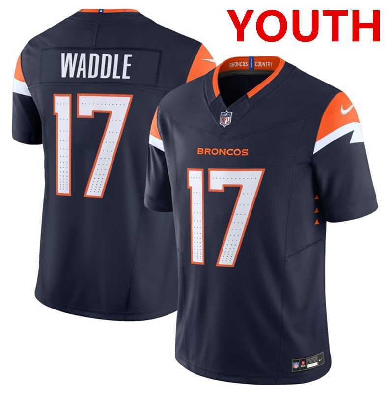 Youth Denver broncos #17 Jaylen Waddle navy 2026 f.u.s.e vapor untouchable limited stitched jersey Dzhi->denver broncos->NFL Jersey