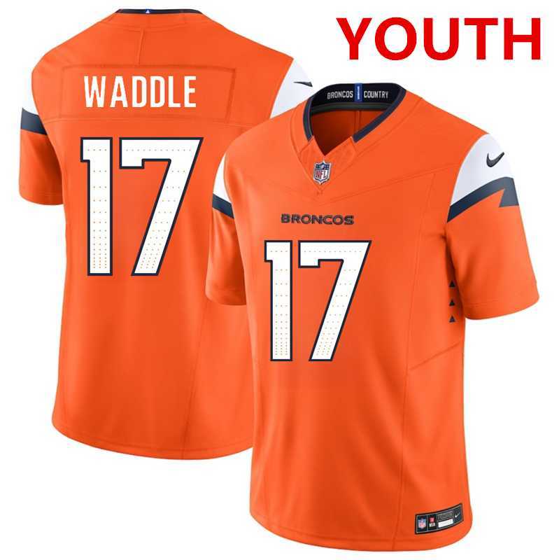 Youth Denver broncos #17 Jaylen Waddle orange 2026 f.u.s.e. vapor limited stitched jersey Dzhi->denver broncos->NFL Jersey